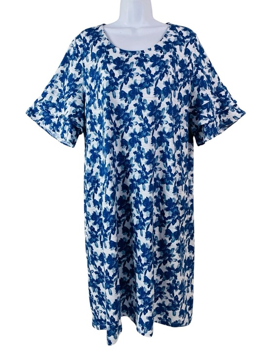 Chico's Dresses & Skirts - Chico’s Navy Peony Soft Sepal Ruffle Sleeve Dress Size L/12